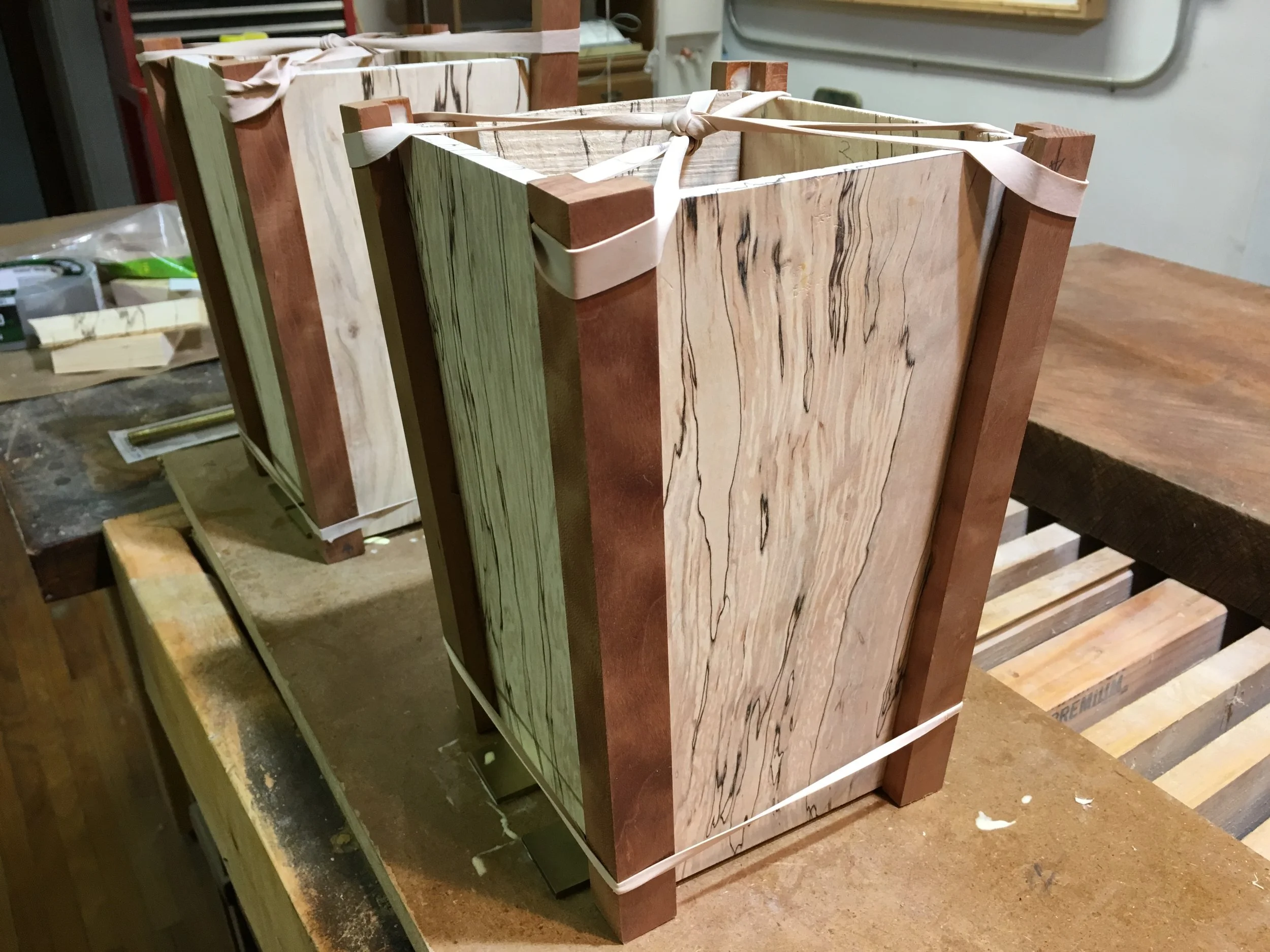 Curly Walnut vertical trim in glue up