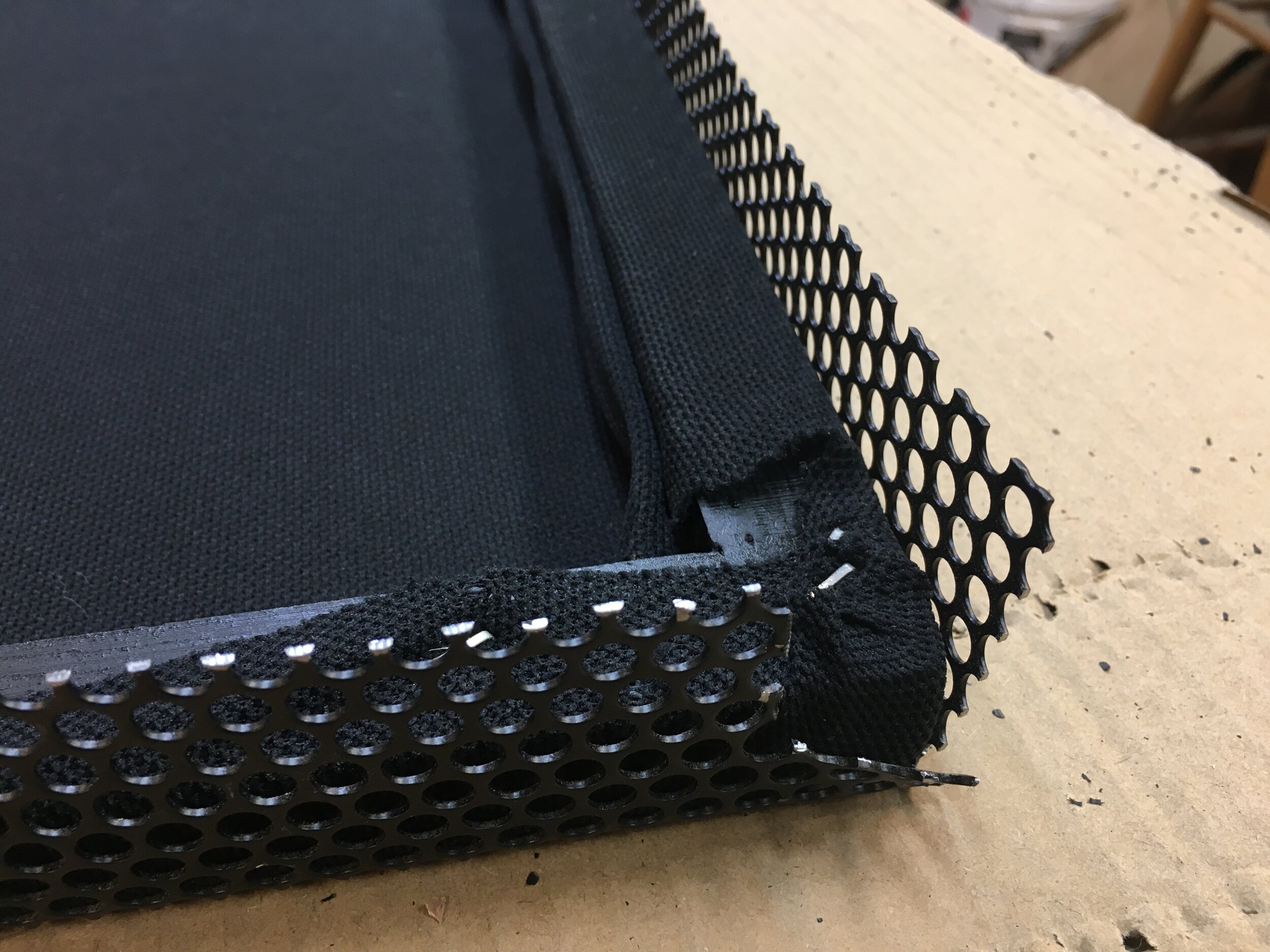 Ready to bend metal mesh over frame