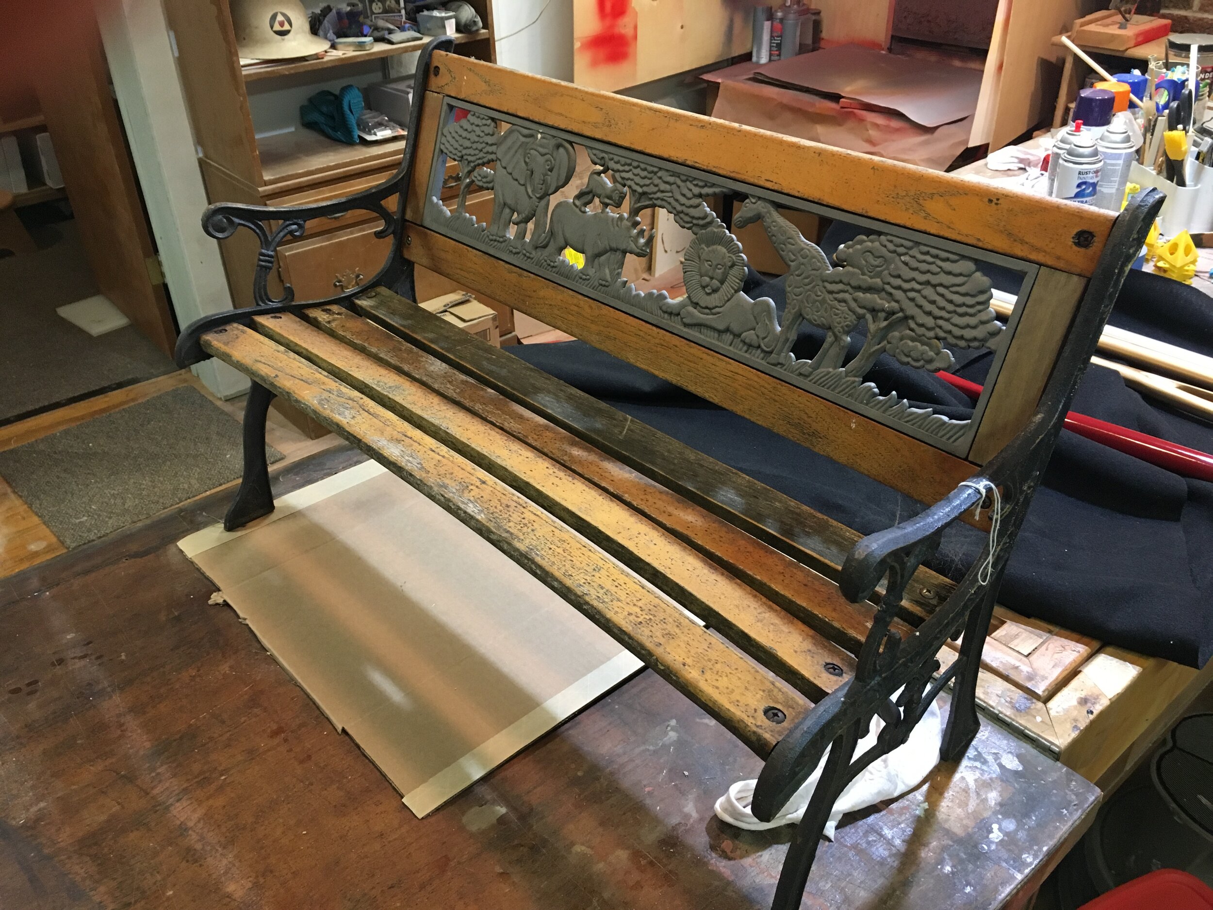 Bench was in rough shape with rotted and warpped wood