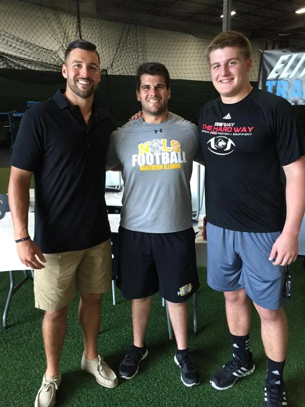 Pictured Left to Right: NFL QB Chandler Harnish, NOLS Coach Nolan Owen, NIU Long Snapper Hayden Sak