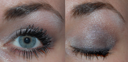 Plum liner, Pomp Lid, Lilac Pearl highlight, and Prestige crease