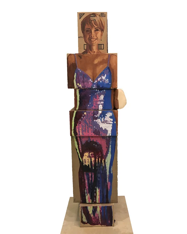 Insert clever title here (box portrait) side 1 mixed media assemblage 72”x 24” x 24” $8000