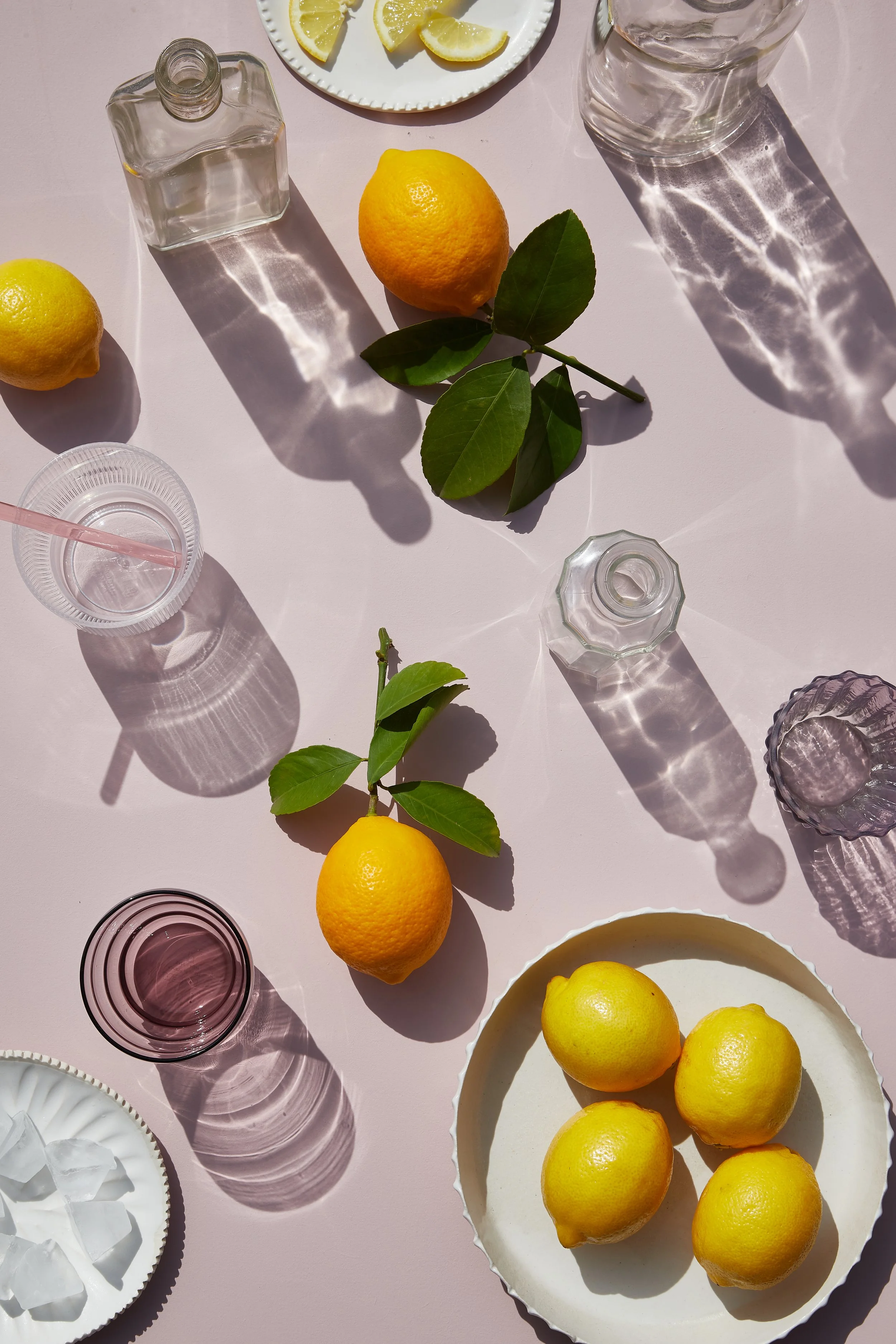 Food photography prop styling with lemons and shadows Melbourne