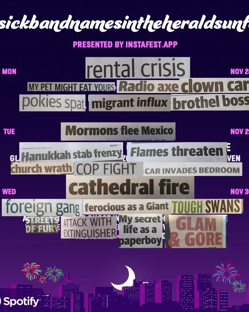 This is sick! If you login to instafest.app using your @spotify account it generates you a personalised festival lineup!! What day you guys going to this!?

#sickbandnamesintheheraldsun #bands #music #metal #metalcore #hardcore #posthardcore #emo #po