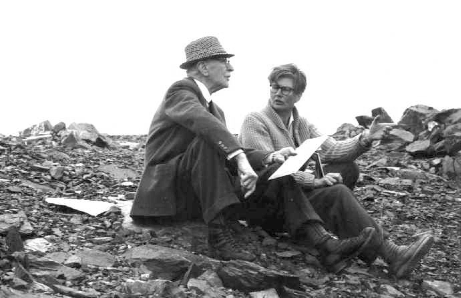 O T Jones and Nancy Kirk in the Plynlimon area Mid Wales, circa 1960. Credit: A S G Jones.