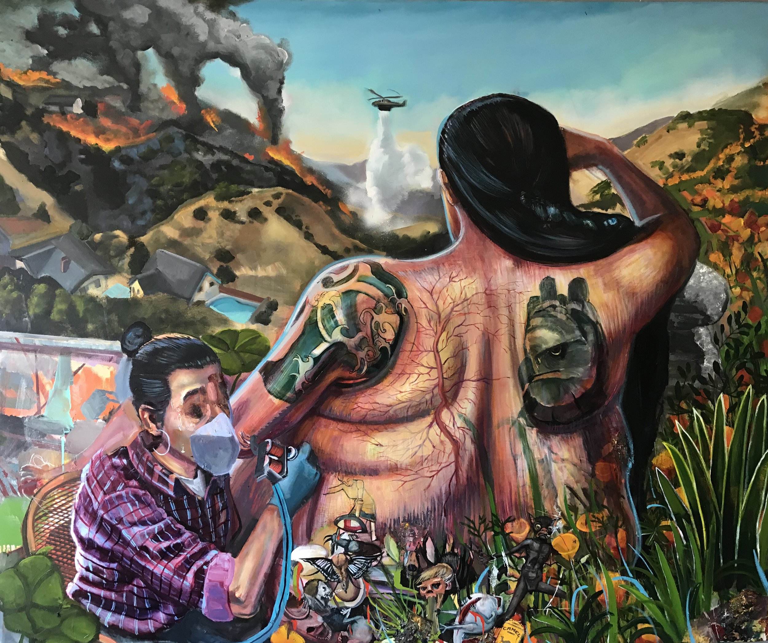 Wildflowers and Wildfires, 2018-22
Oil &amp; egg tempera on canvas, 60"x 72"