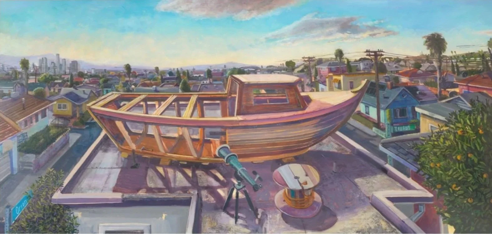A Crowes Nest, 2024
Oil paint on panel 34" x 71" 
Public Collection
 L.A. County Department of Arts and Culture