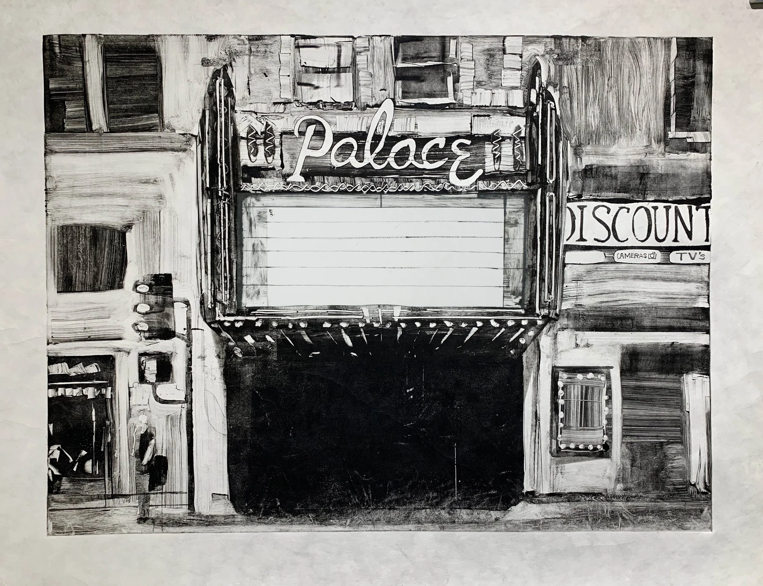The Palace, 2019
Montotype and dry point on Japanese paper
30"x 40"