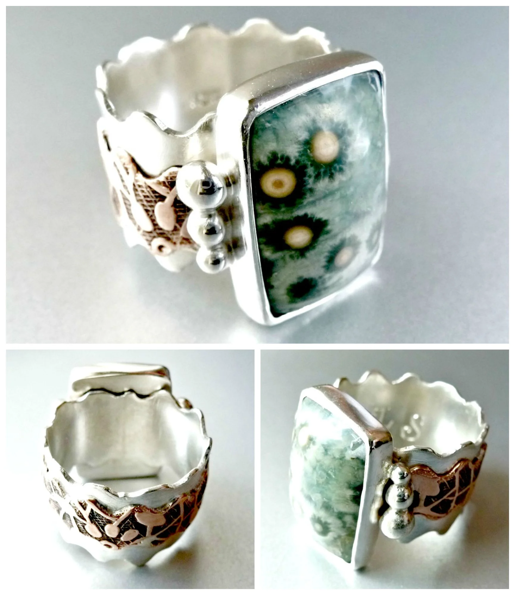 Special Order Ring - Ocean Jasper Sterling Copper Overlay