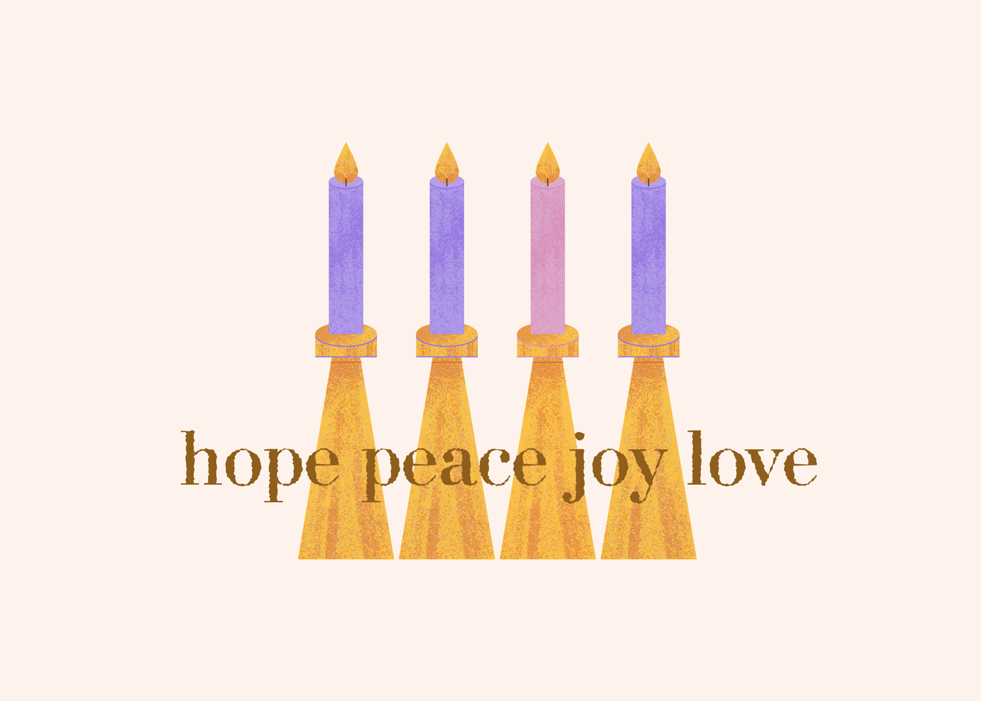 Beige Gold Simple Textured Advent Candles Christmas Card.png