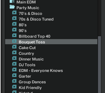 Example of my playlists in Traktor