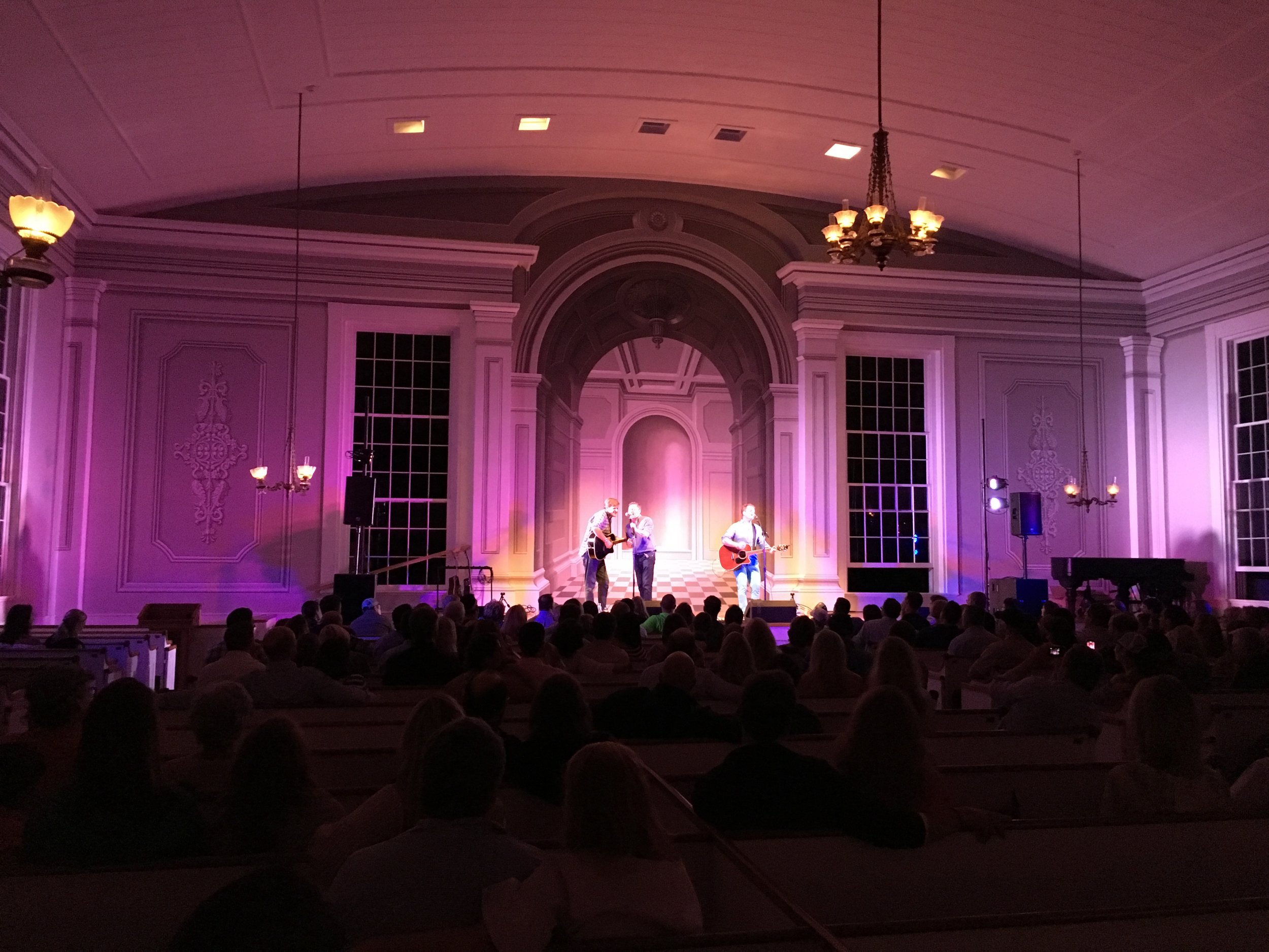 Audio and lighting for a concert in a historic church