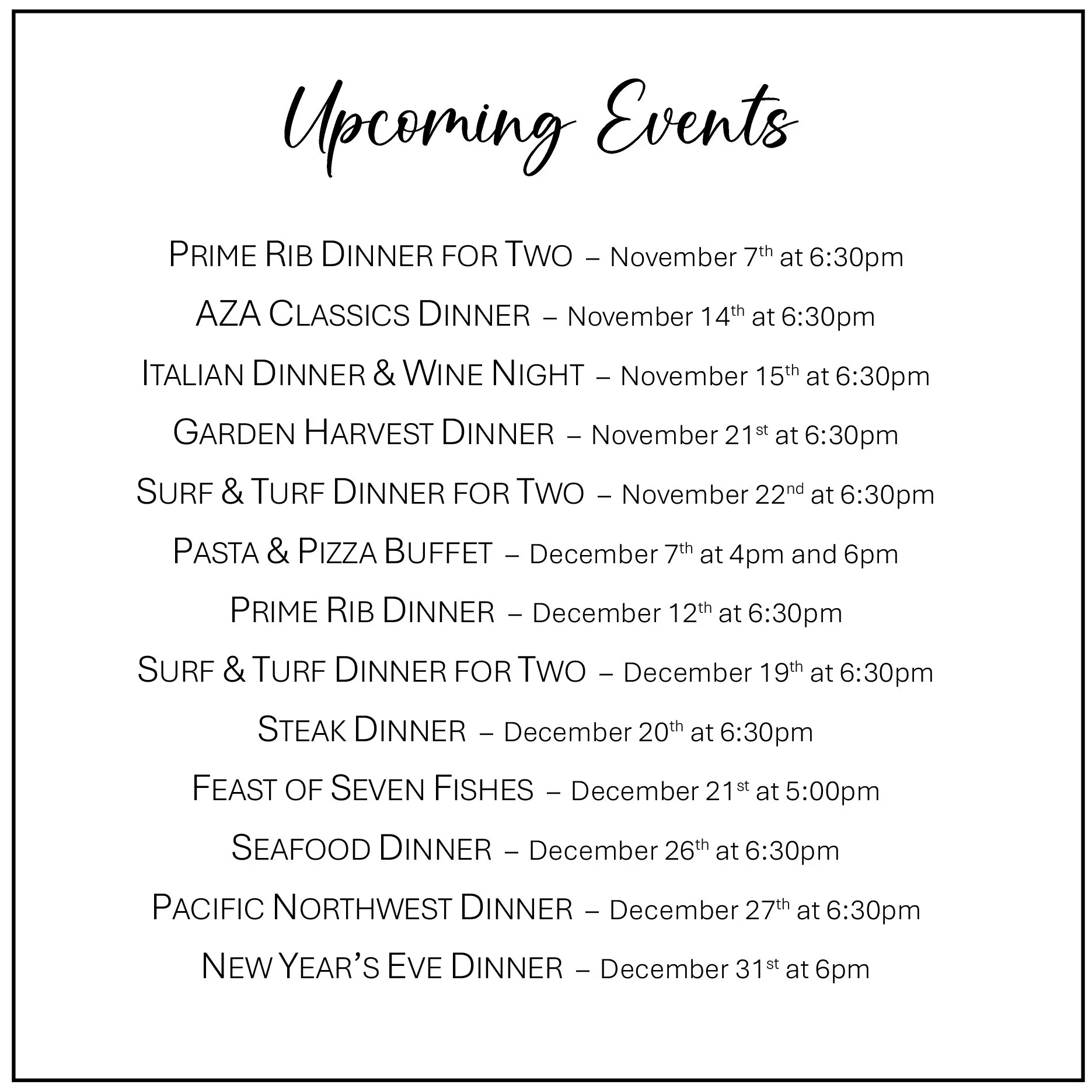Wow... it's hard to believe, but between now and 2026 we only have 13 more Dinner Events open to the public! The rest of our schedule is filling up with private events and a lot of catering 😄 

You'll want to get in touch with us soon to book your d