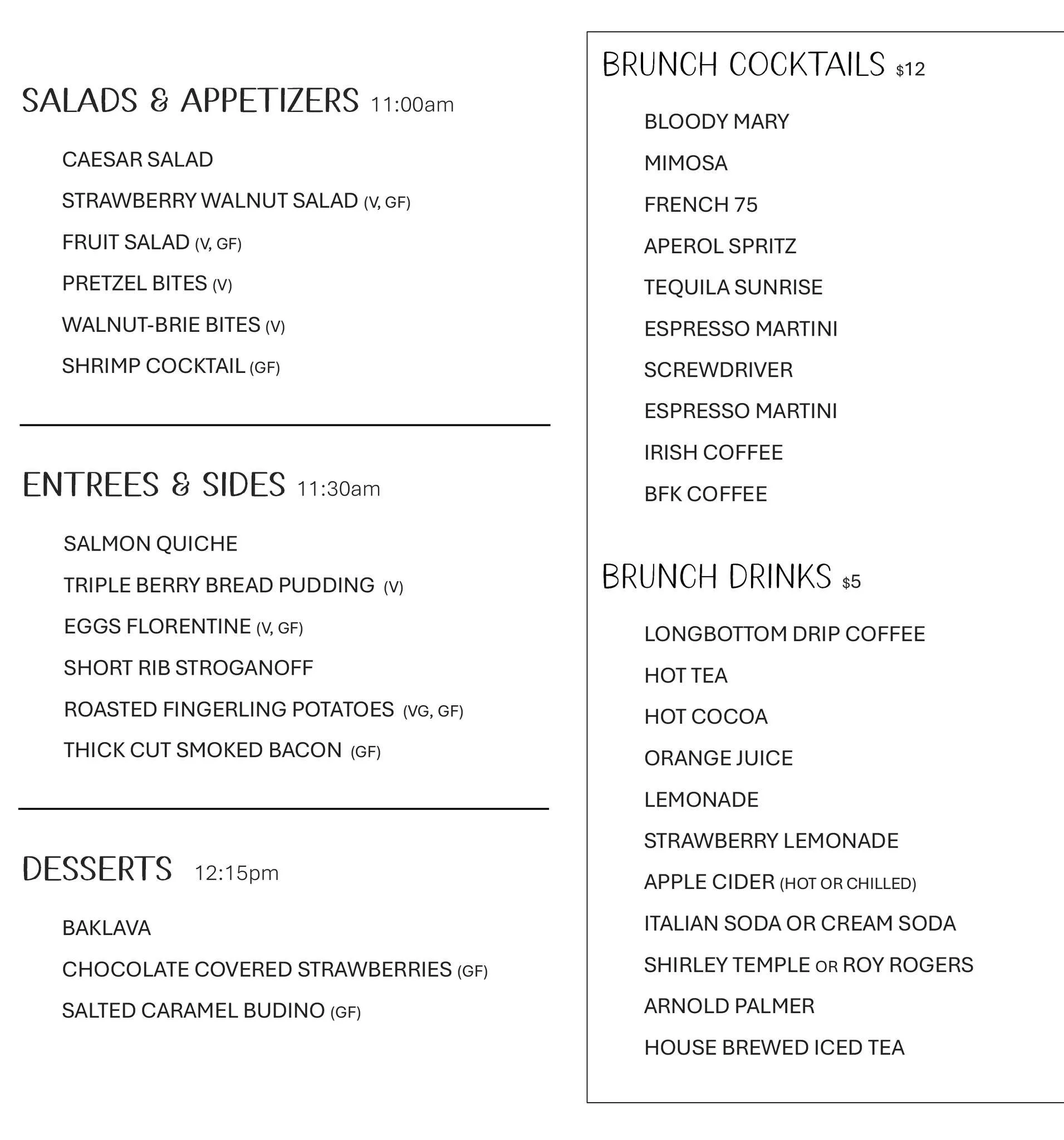 Dinner reservations for this weekend might be pretty hard to come by at this point anywhere you look, but the good news is we have an amazing BRUNCH buffet both Saturday and Sunday at 11am with tables still available! 

Check out the menu and reserve