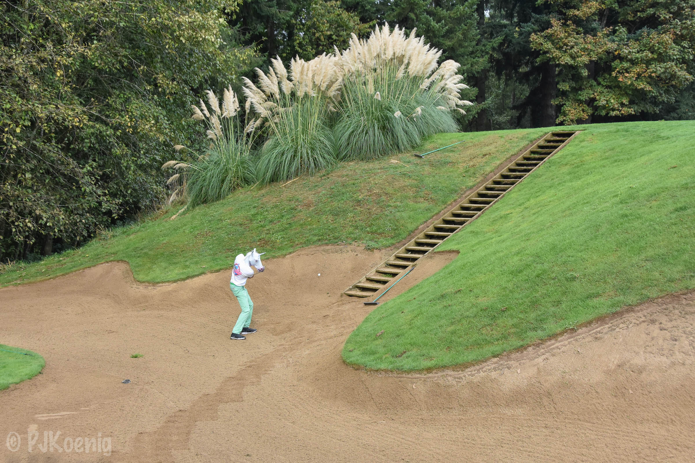 After the quick warm up at Dante's, golf unicorn demanded to be taken to his favorite local course, Langdon Farms .