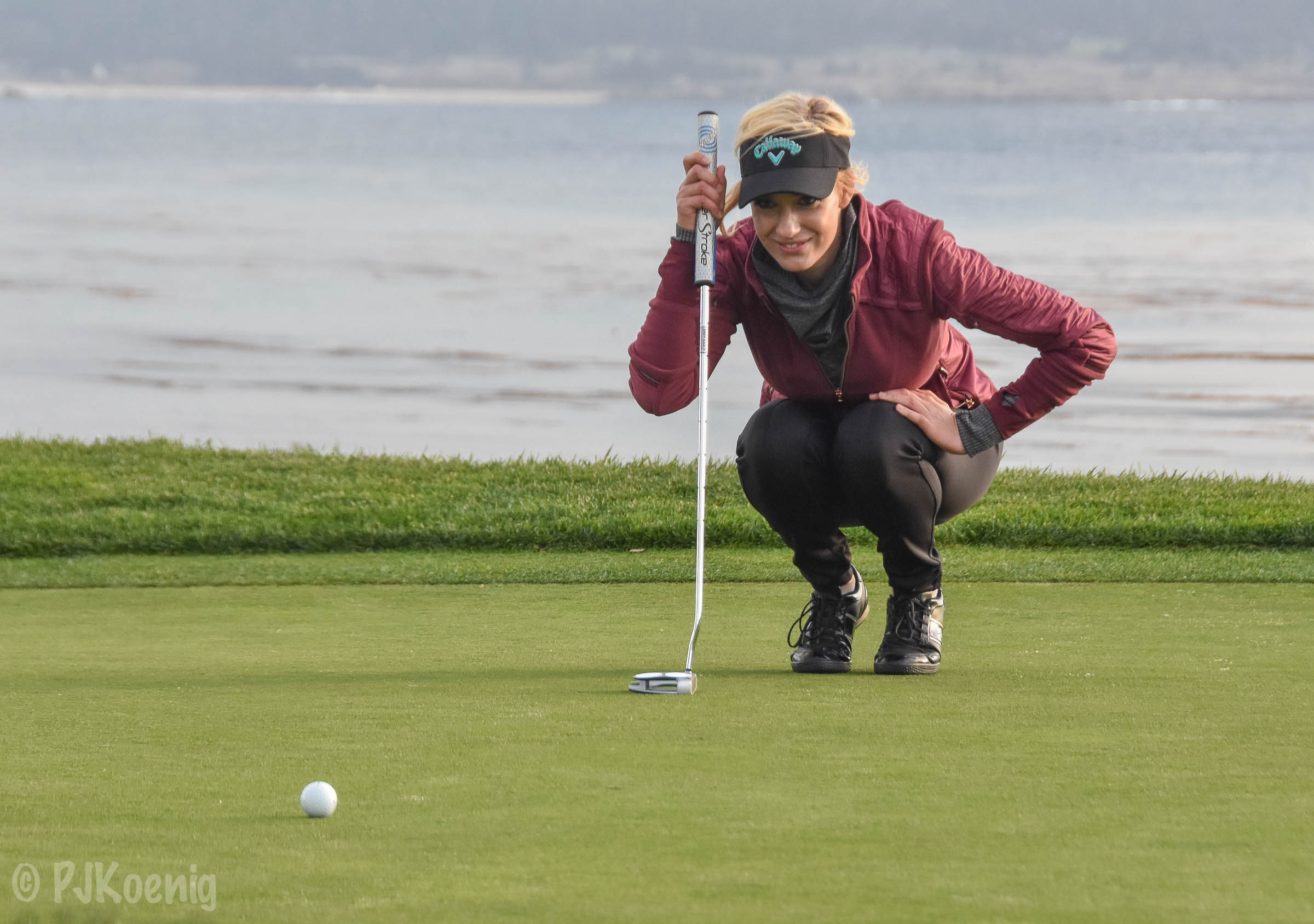 Reading putts at Pebble Beach is fun.