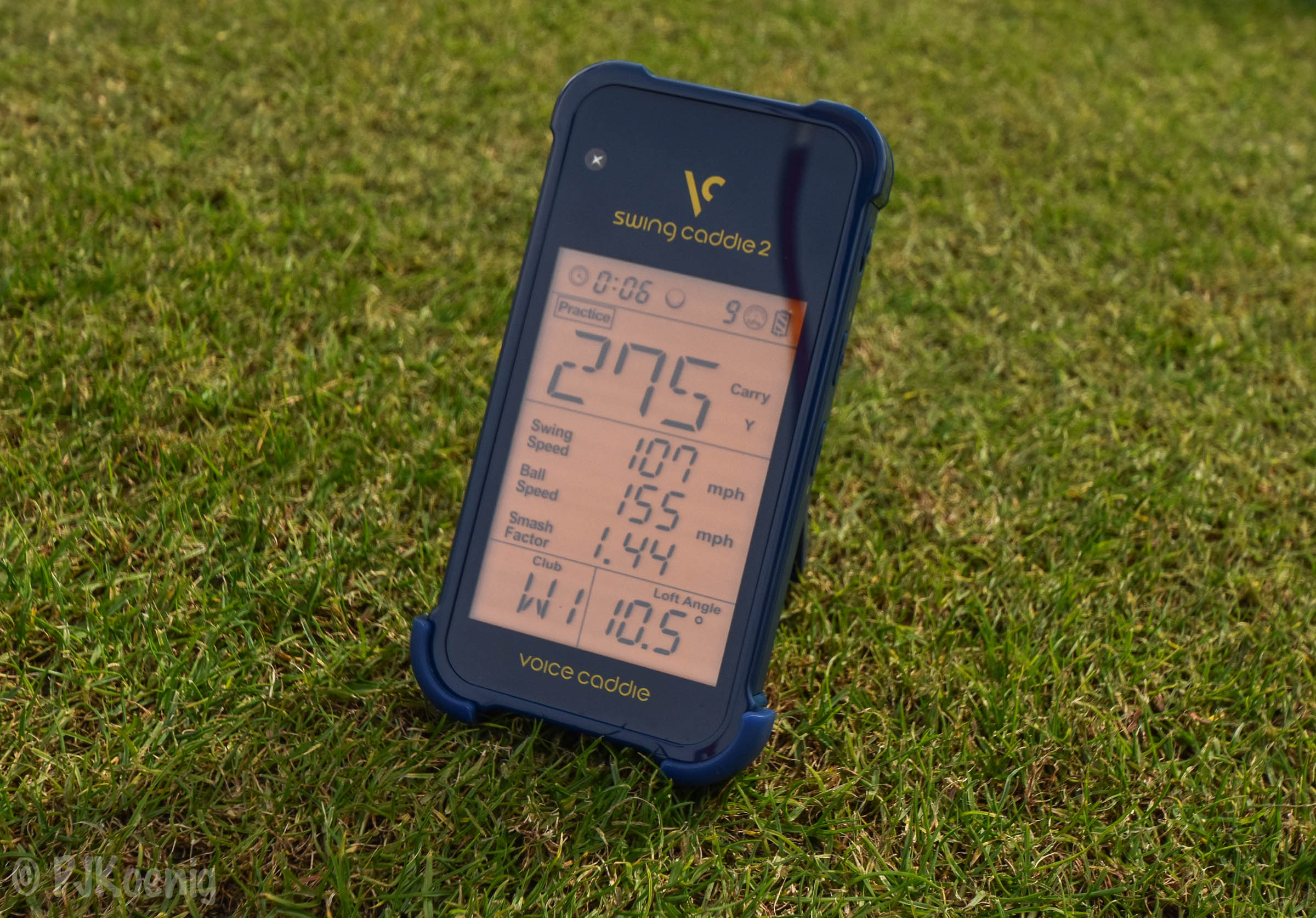 One of my favorite gadgets at the show was the reasonably priced ($349) Swing Caddy 2 . 107 club head speed, not bad for this hacker
