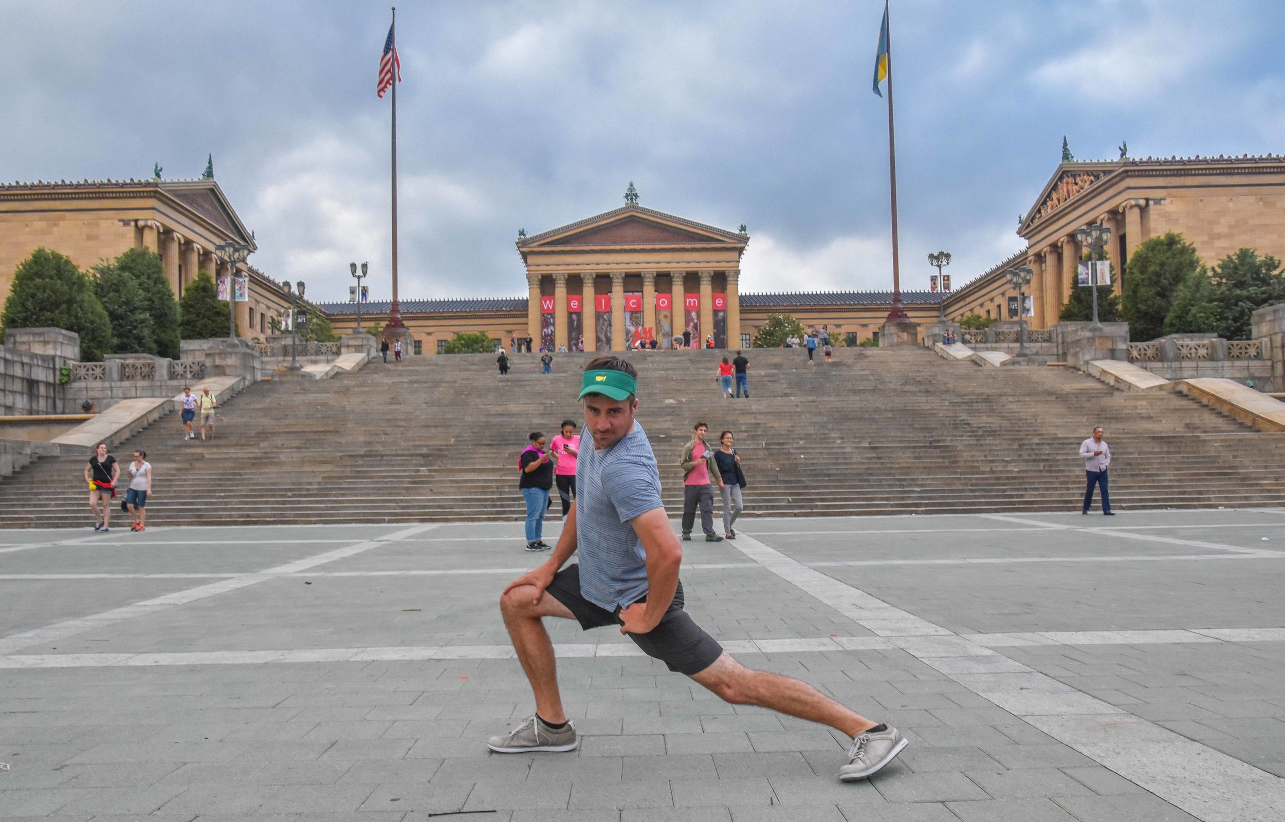 Polishing my model poses in front of the rocky steps.
