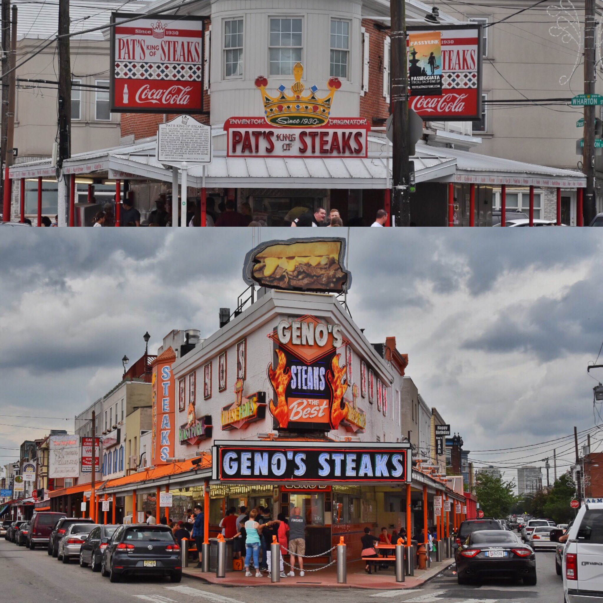 The dueling steakhouses of Geno's and Pat's. Serious decisions must be made.