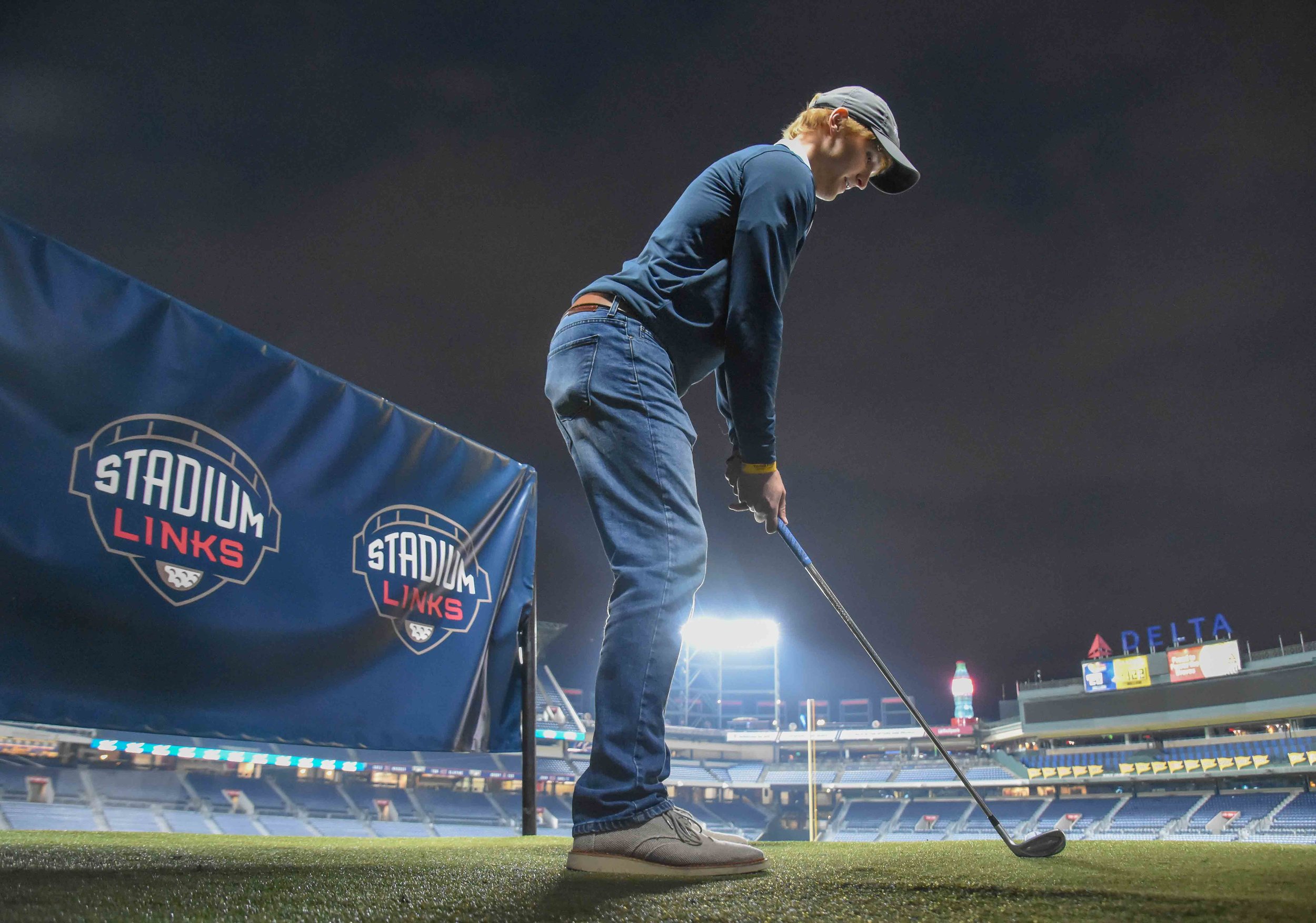 gottaGolf founder, Clint, starts things off on the 1st hole at Turner Field.