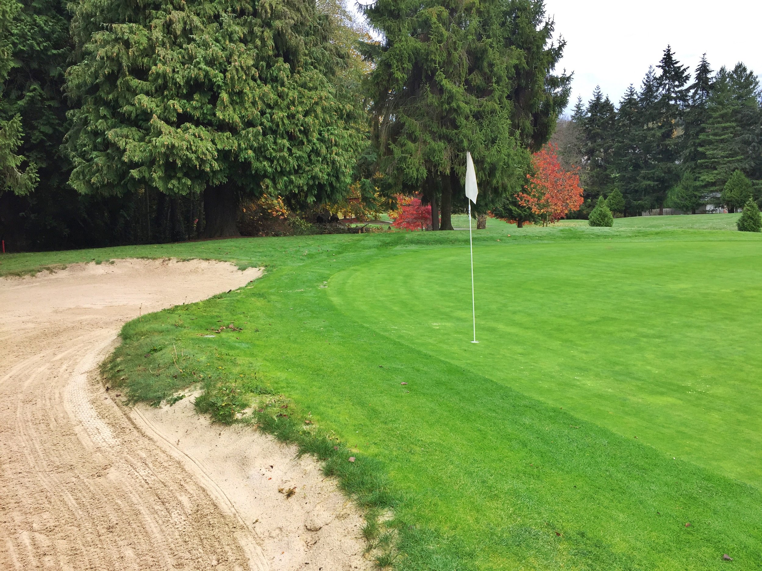 Good times await your 2 iron approach on the "Burning Man" 5th hole. Satan has tucked just about every pin.