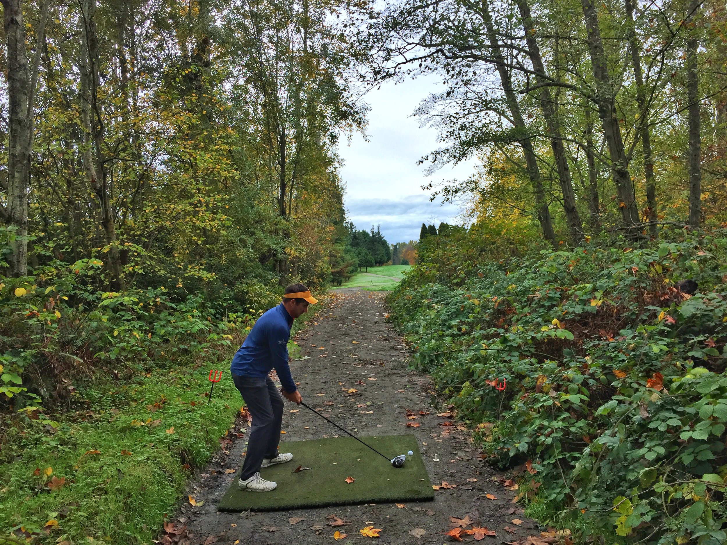 Some 70 yards down a maintenance path you will find the Devil's tee box on the 4th hole. "Good luck getting home in 3, you short hitting heathens!"