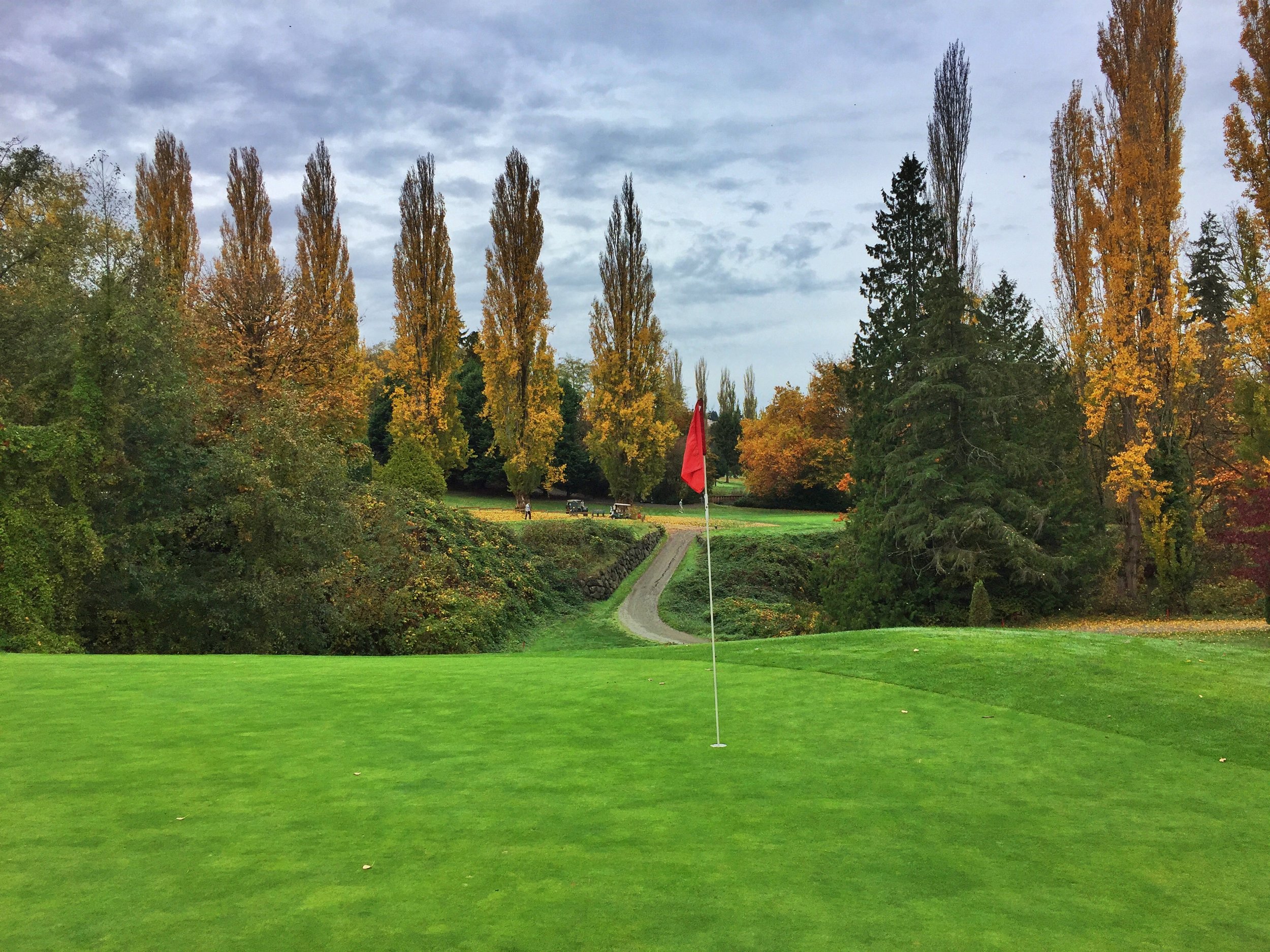 The 3rd hole, "Hell's Canyon," is a 243 yard par 3. Good luck getting it through the chute on #12 tee box. This would be a tough pin location from the hole's usual 120 yard distance.