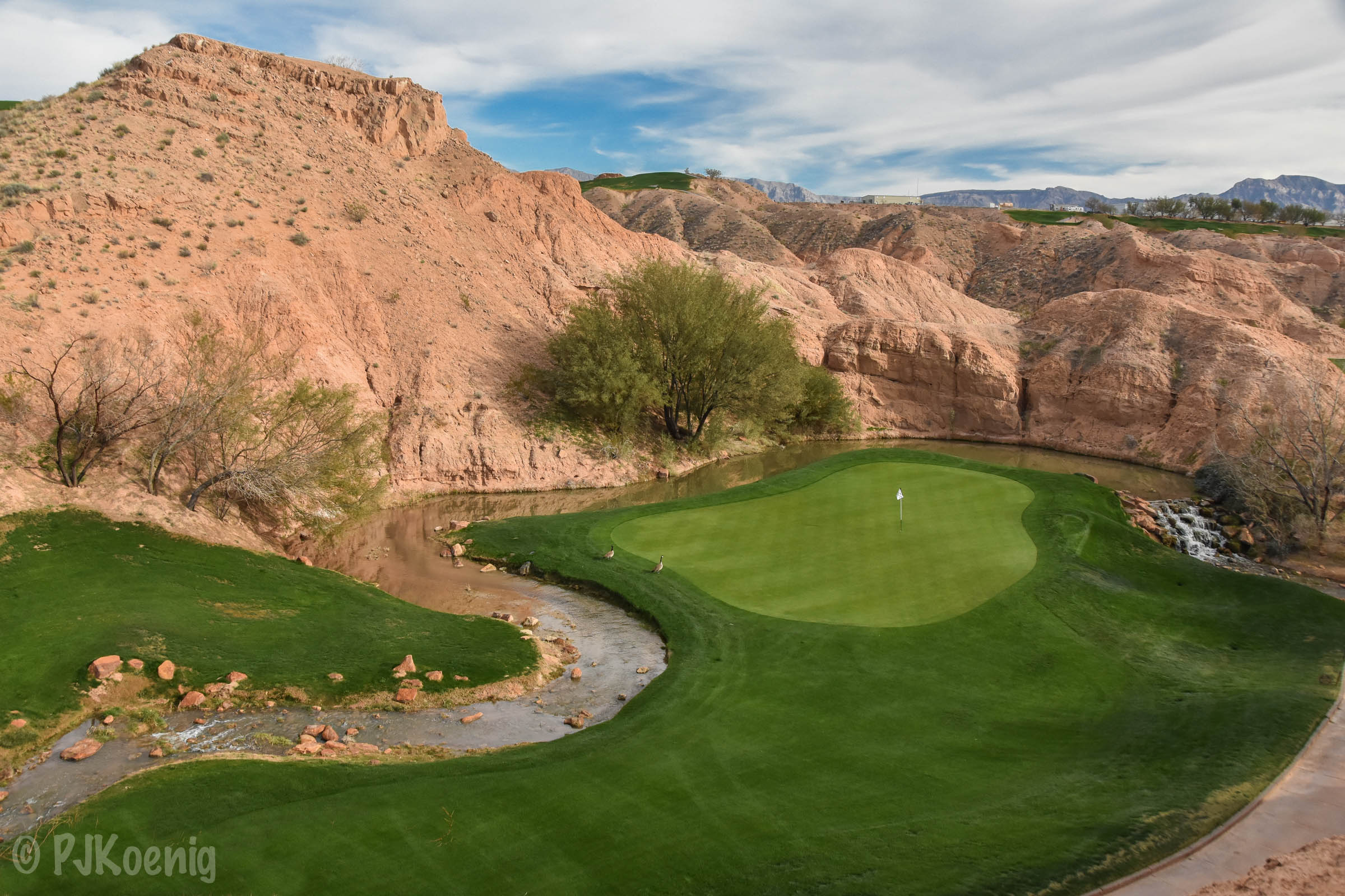 The difficult par 3 8th at Wolf Creek.