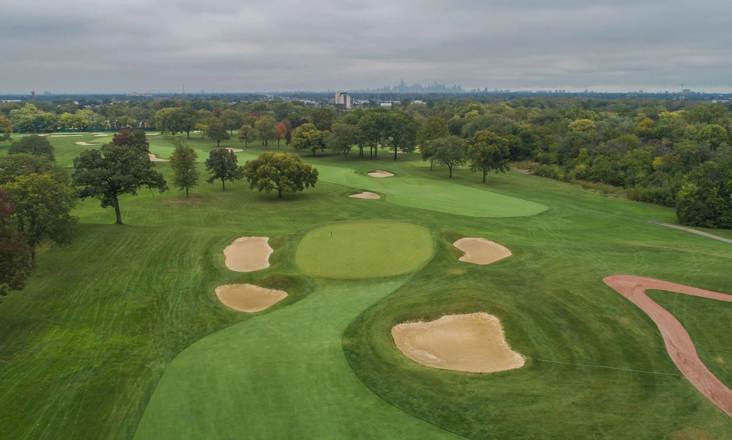 You can barely see the Chicago skyline with the overcast skies.