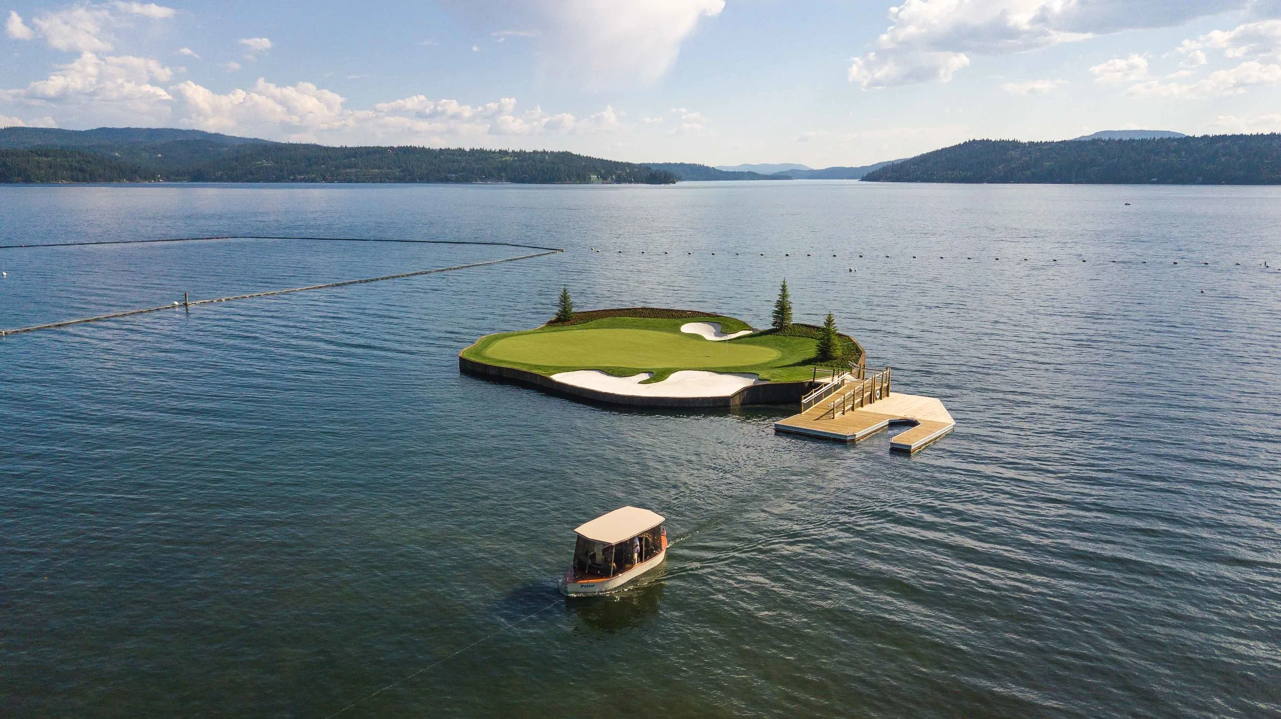 The ride to the island green via the “Putter”