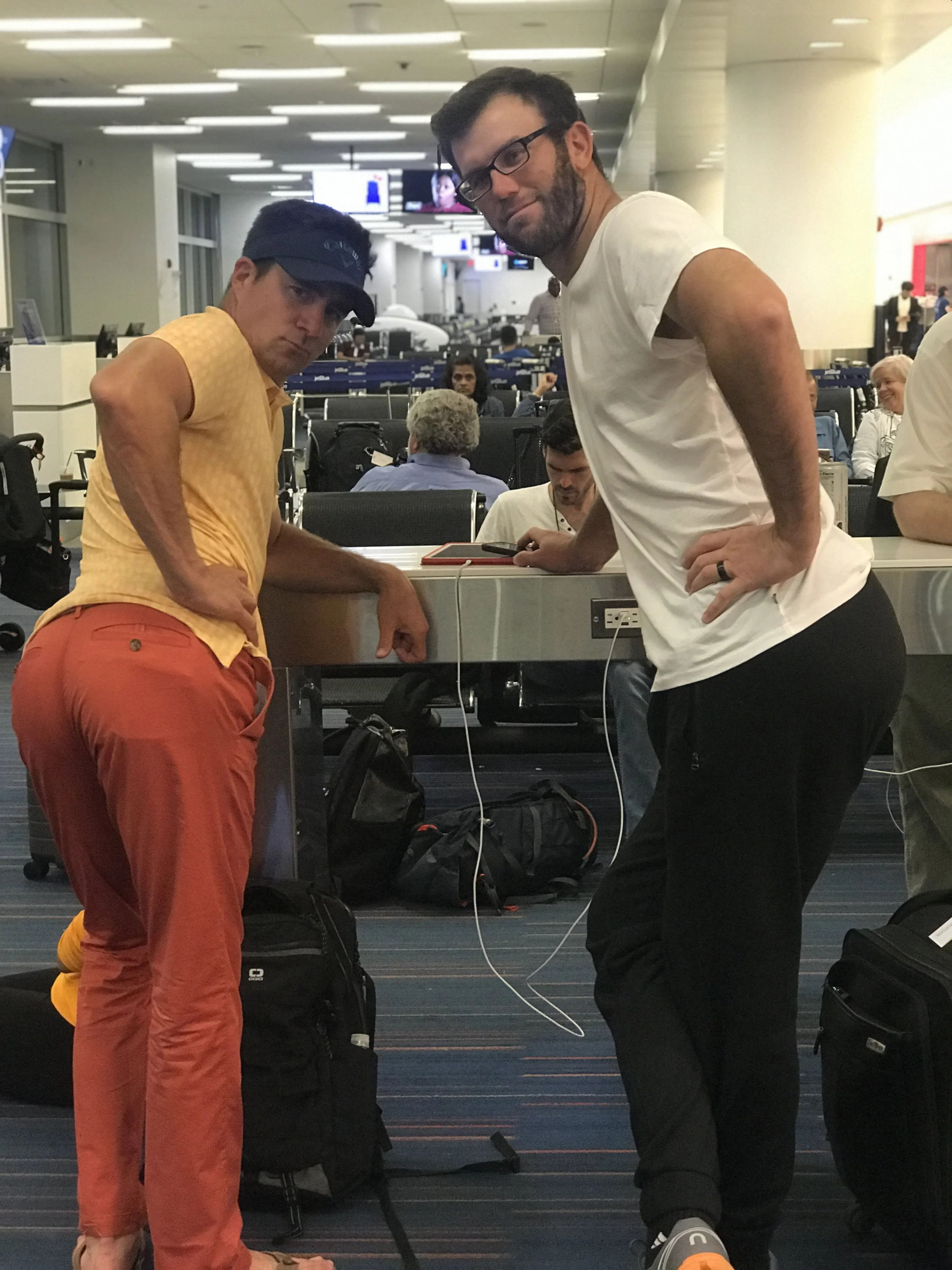 Brodie Smith joins the airport pants party.