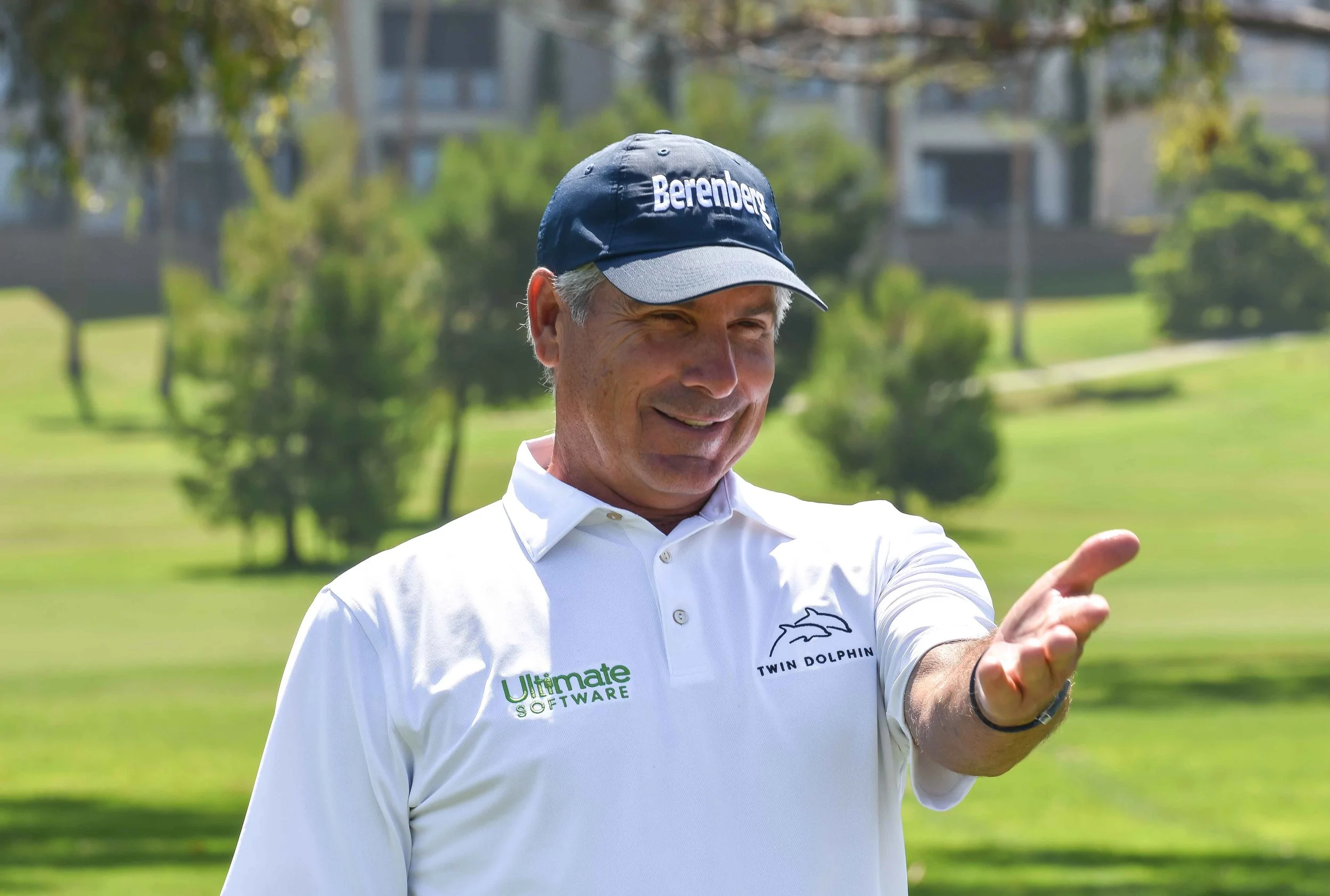 Fred reacts to draining a 40 foot putt on his first attempt.