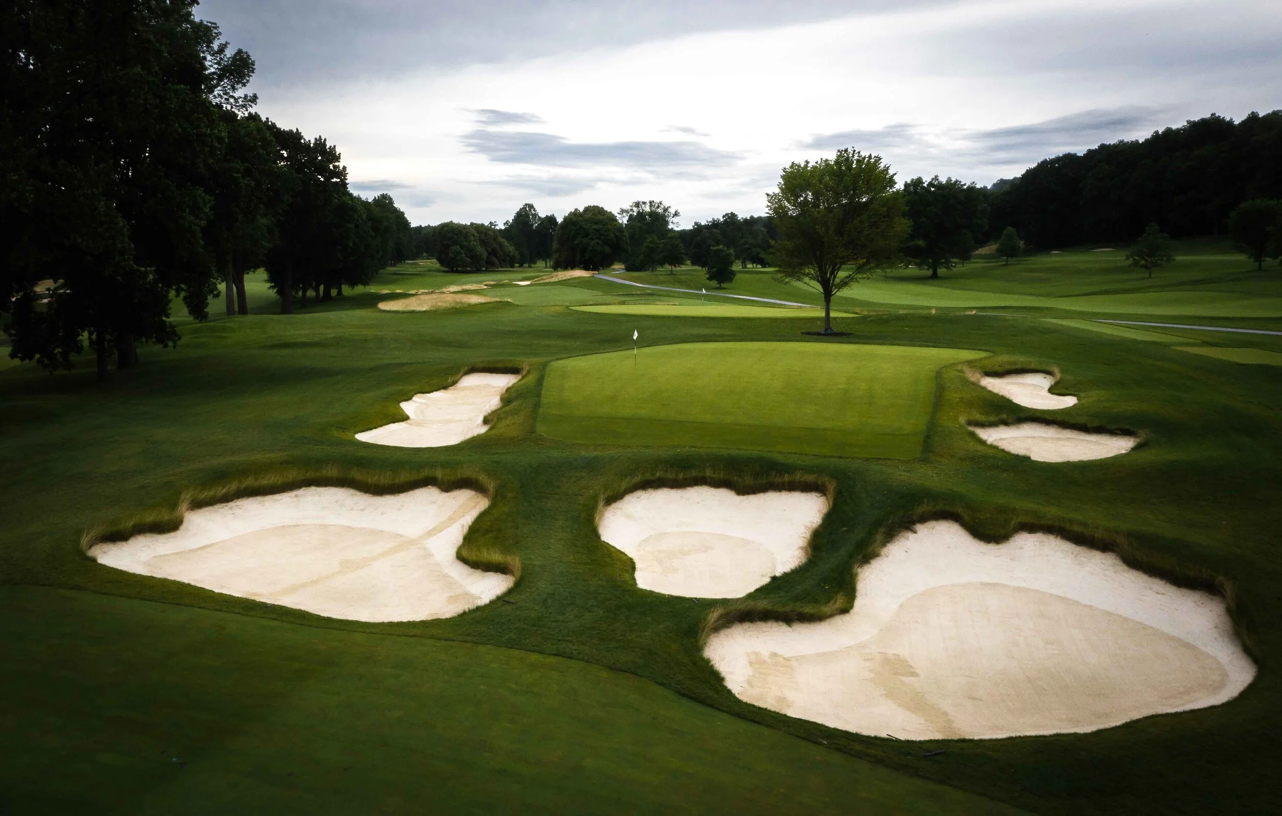 The 2021 renovated presentation of the 5th green..