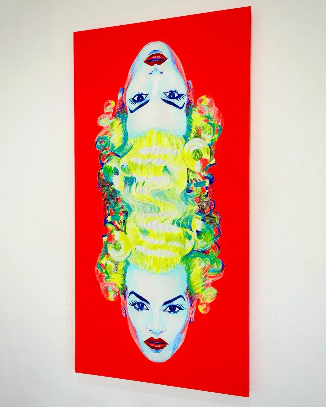 Available at covetartgallery.com
.
Two Face
2026
Graphite and fluorescent acrylic on canvas
24 x 48 x 1.5 inches
.
Thank you to the talented @edie.ciao.baby for collaborating and modeling on this piece. 🎨It was a blast!💥💥💥💥 
.
#artist #painting 