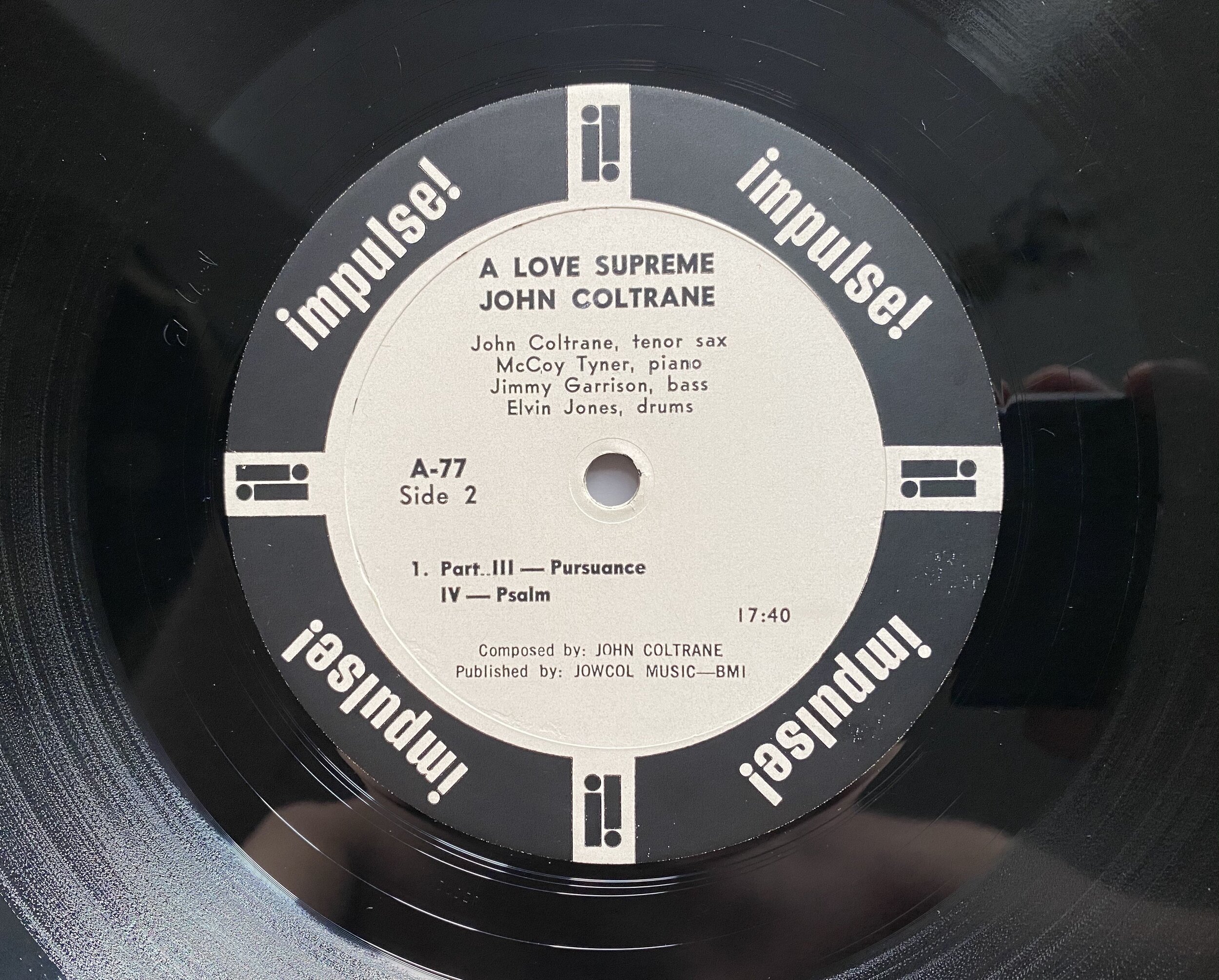 lomme ødelagte gøre ondt A Love Supreme" by John Coltrane on Impulse! A-77 — FW Rare Jazz Vinyl  Collector
