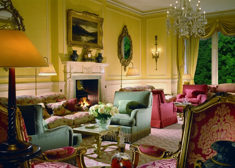 The beautiful drawing room at Inverlochy Castle