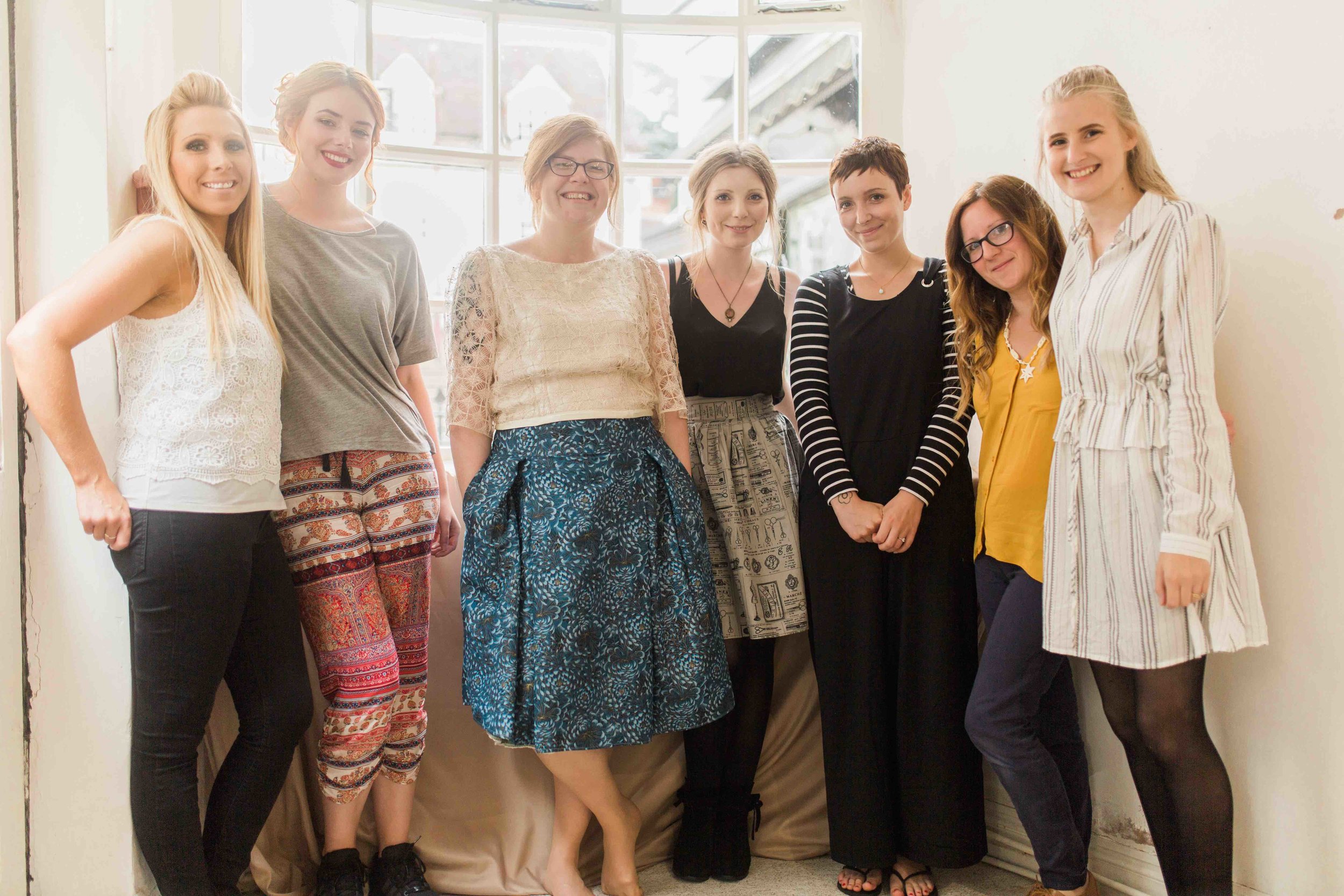 From left to right: Natasha Caldecott, Hair stylist. Ash Milmann our lovely model Me then George, the boutique team. Omie Megan, make-up wonder woman. Kate Slater, lace creator & Beth Stanley, our amazing image capturer!! 