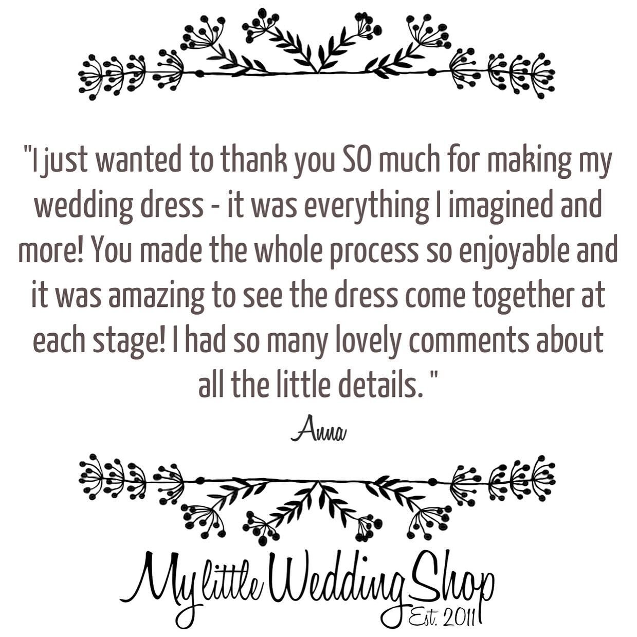 #&hellip;.it was everything I imagined and more!&rsquo;

Have your wedding dress your way, why settle for anything else!
This is such a lovely comment from my bespoke bride Anna, her dress was so elegant and it was the surprise of the little details 