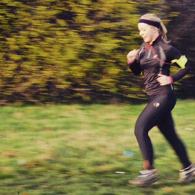 Esther at parkrun. So fast she's blurry.