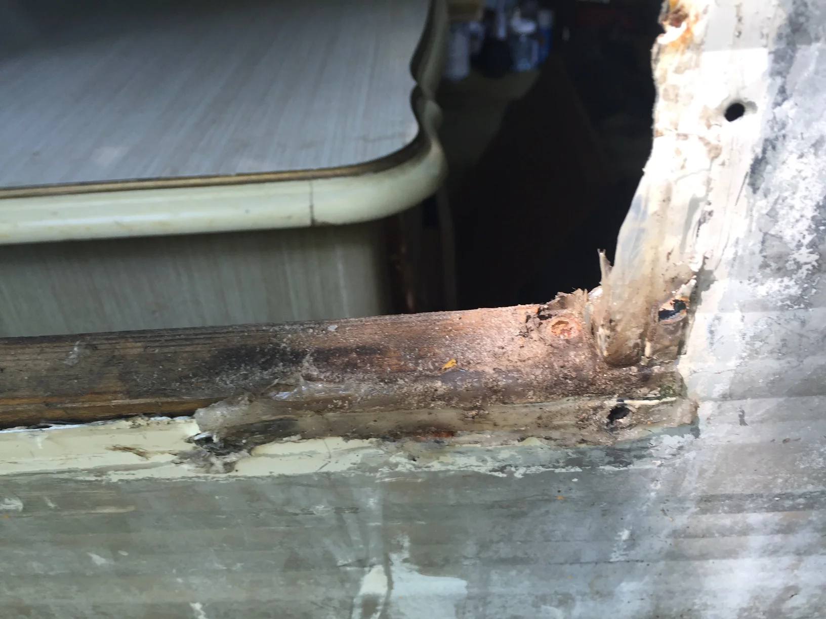 This shows you some of the rot in the wood around the window that had to be replaced.