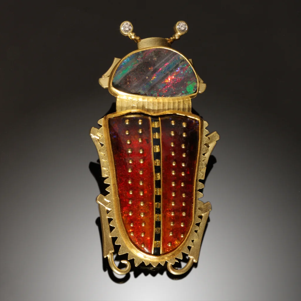 Opal Beetle Pin