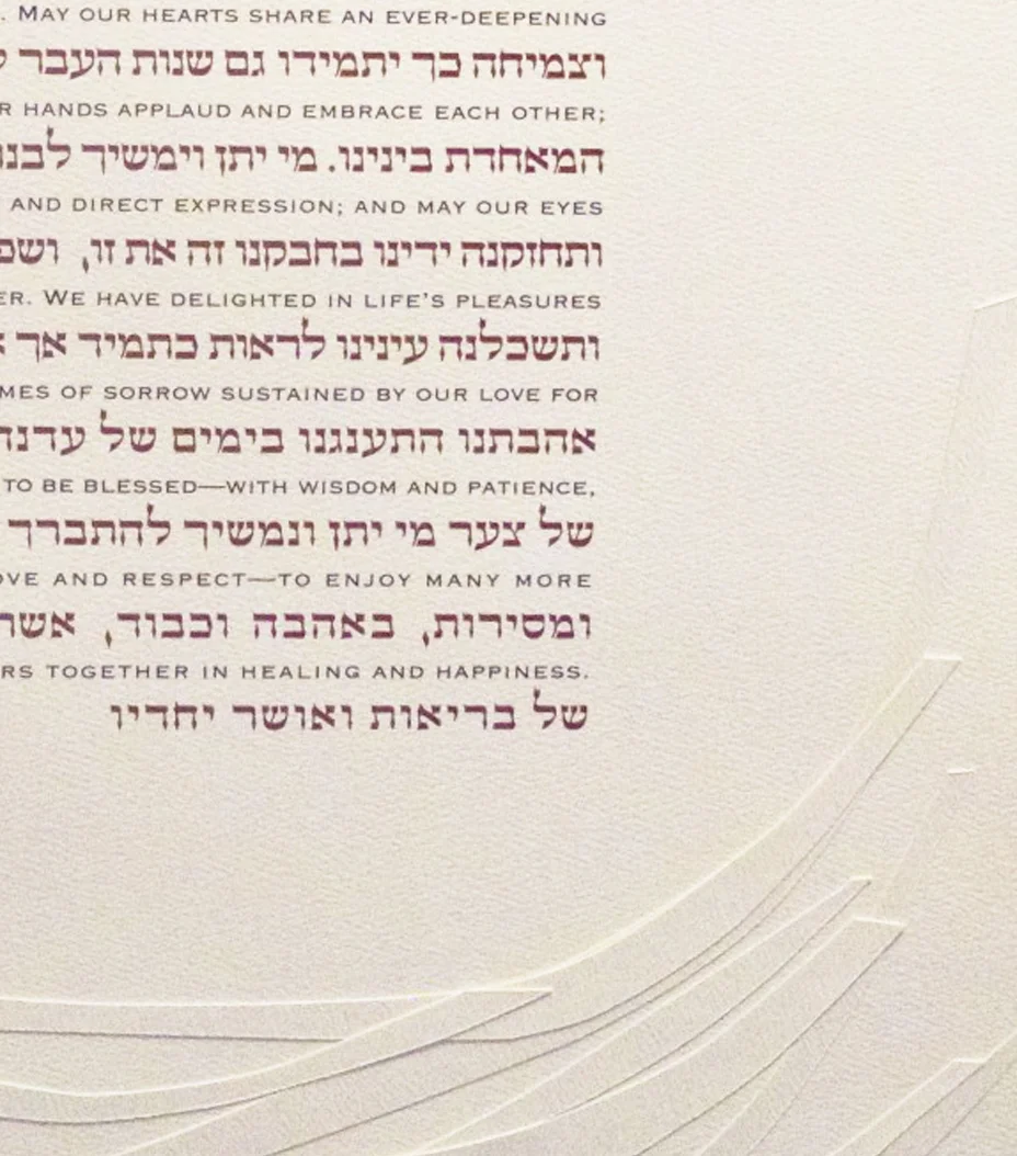 Detail of Interlinear Printed text - Burgundy and Black