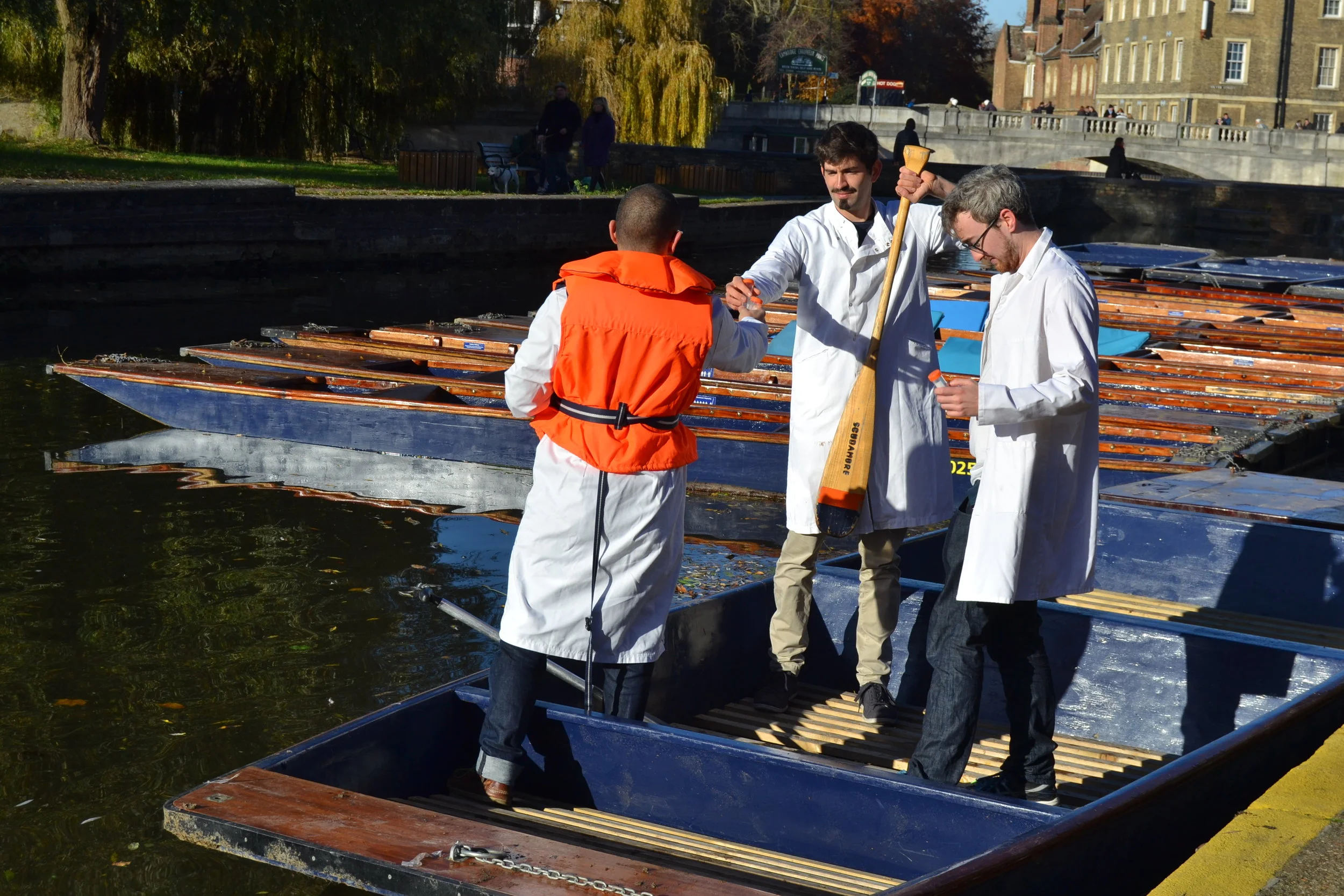 Sampling from aboard a punt on the River Cam