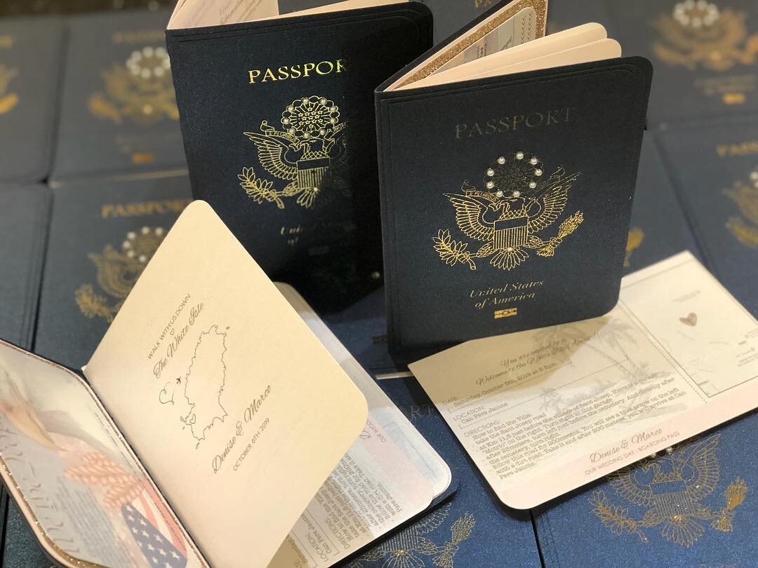 Denise & Marco - US Passports - Handmade Wedding Invitations