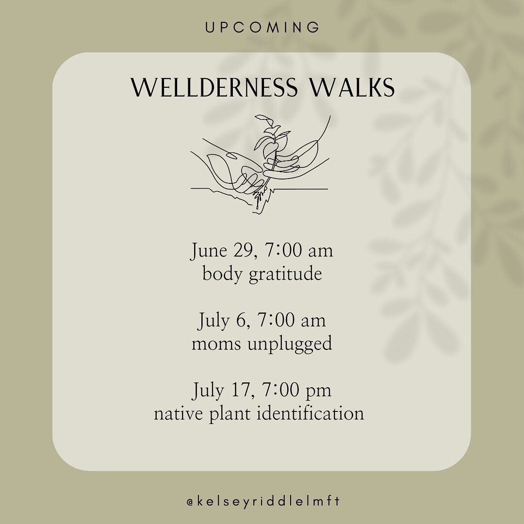 Join me for mindfulness walks held in the healing presence of nature &amp; community. Each group will be open &amp; have a specific focus- head to my website to read more. Email to register. 

DETAILS:
&bull;Approx 1 hr
&bull;To register email kelsey