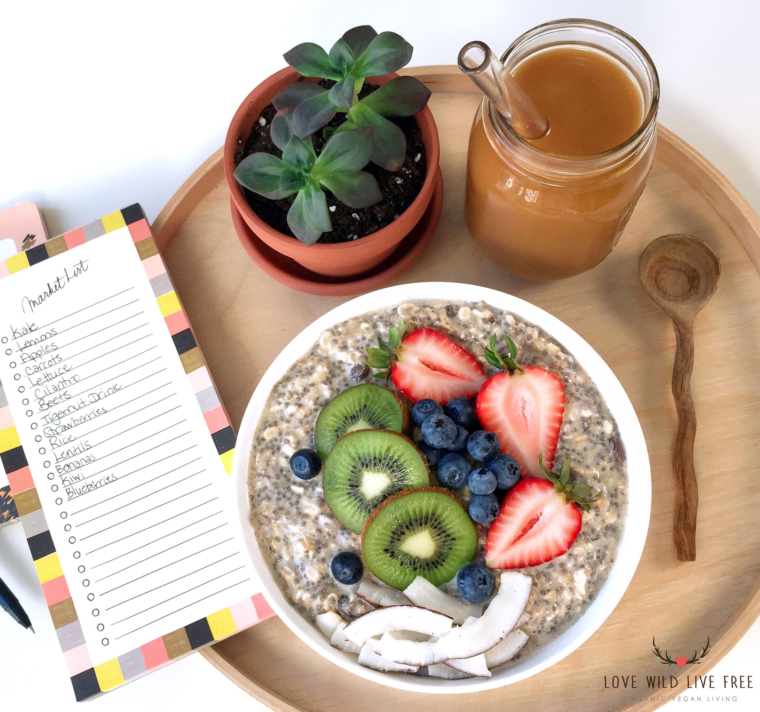 Vanilla-Cinnamon Overnight Oats are an easy to make grab-and-go breakfast. Also pictured above, local Toronto Hatch Cold Brew Coffee with The Chufa Co. tigernut milk. Photo by Love Wild Live Free.