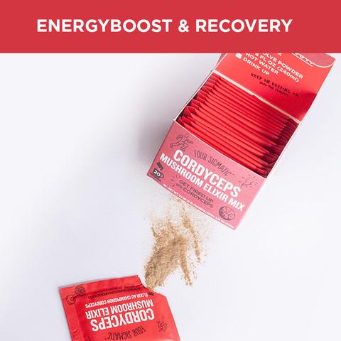 Four Sigmatic Cordyceps Mushroom Elixir Mix for an energy boost and recovery. Image courtesy of Four Sigmatic.