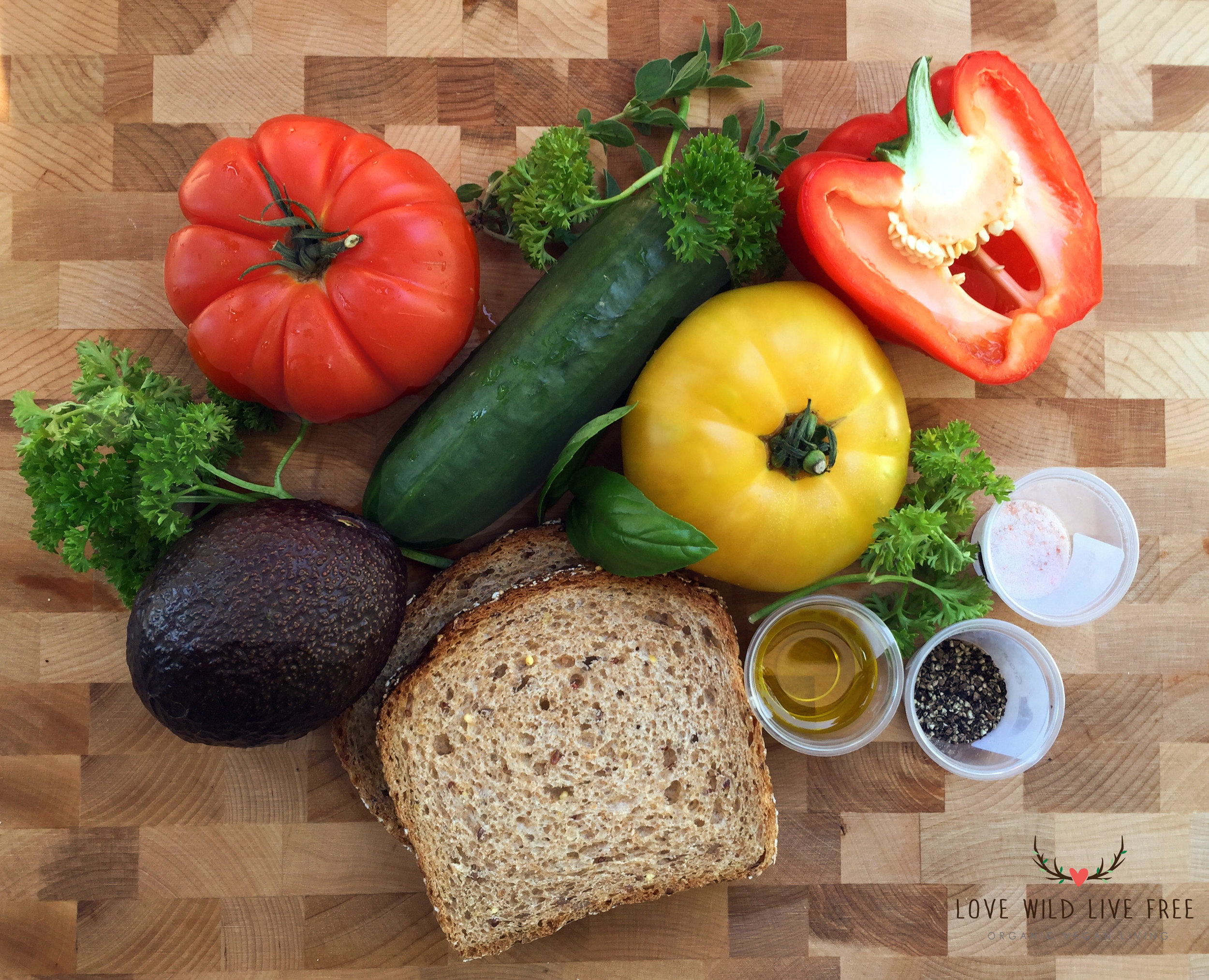 This raw gazpacho pairs perfectly with a slice of avocado toast!