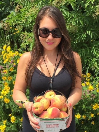 Feeling peachy at the Evergreen Brick Works Farmers Market.
