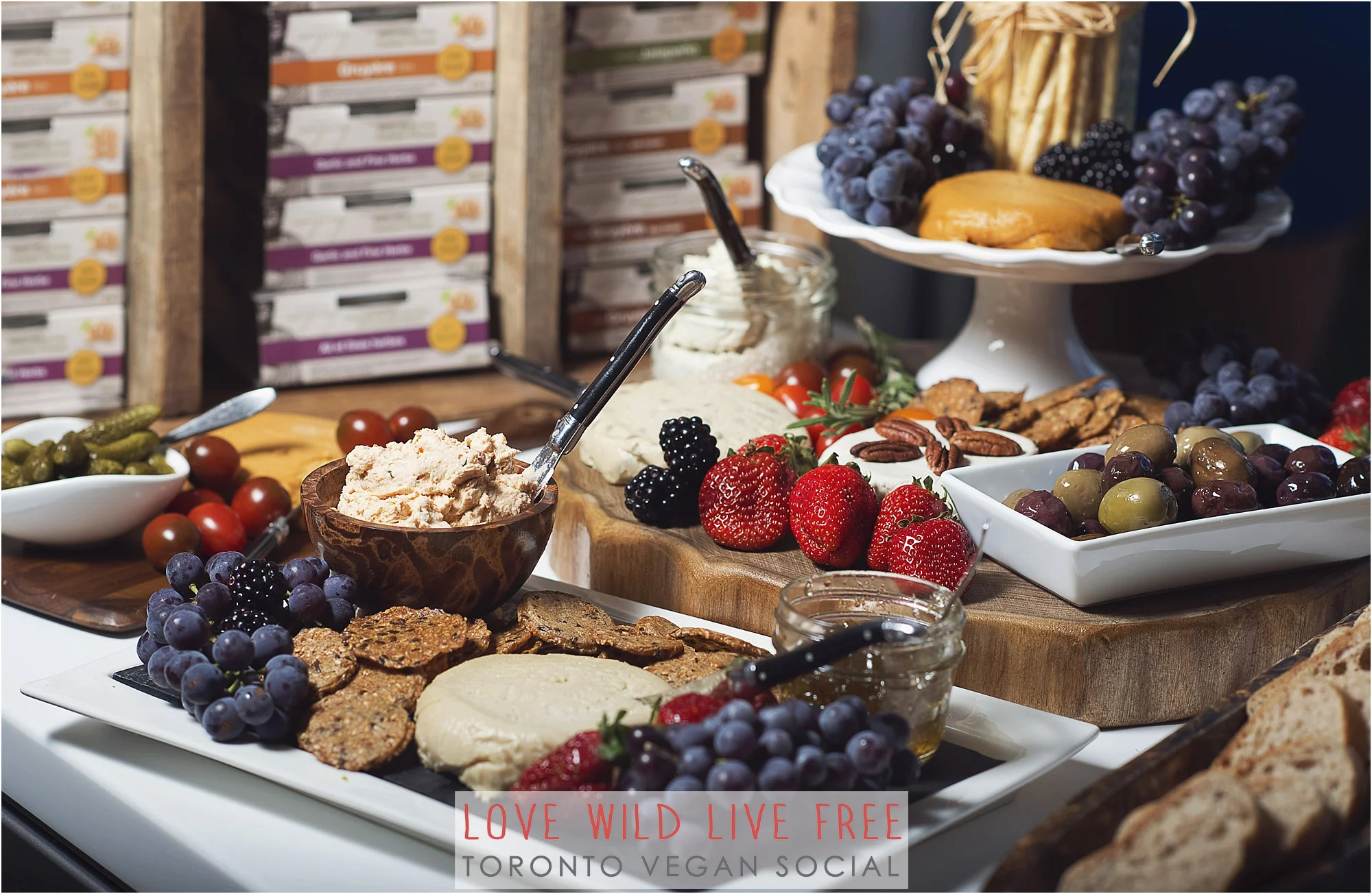 A selection of raw vegan artisanal cashew cheeses by Zengarry from the Love Wild Live Free Vegan Social. Photo by: Impact Media .